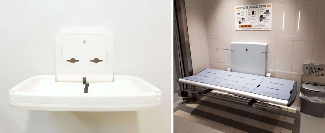 Changing table in bathroom hot sale